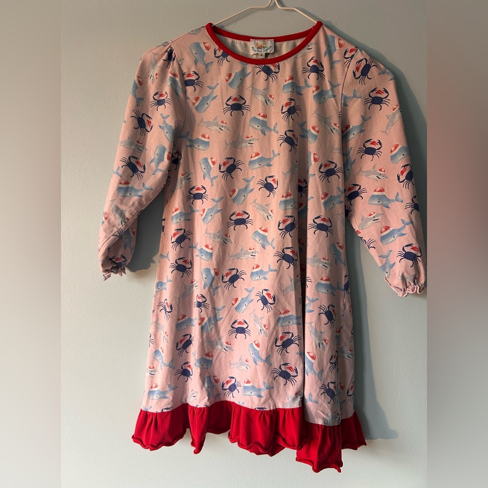 Busy Bees Smocks Girls Nautical Christmas Nightgown Size 8